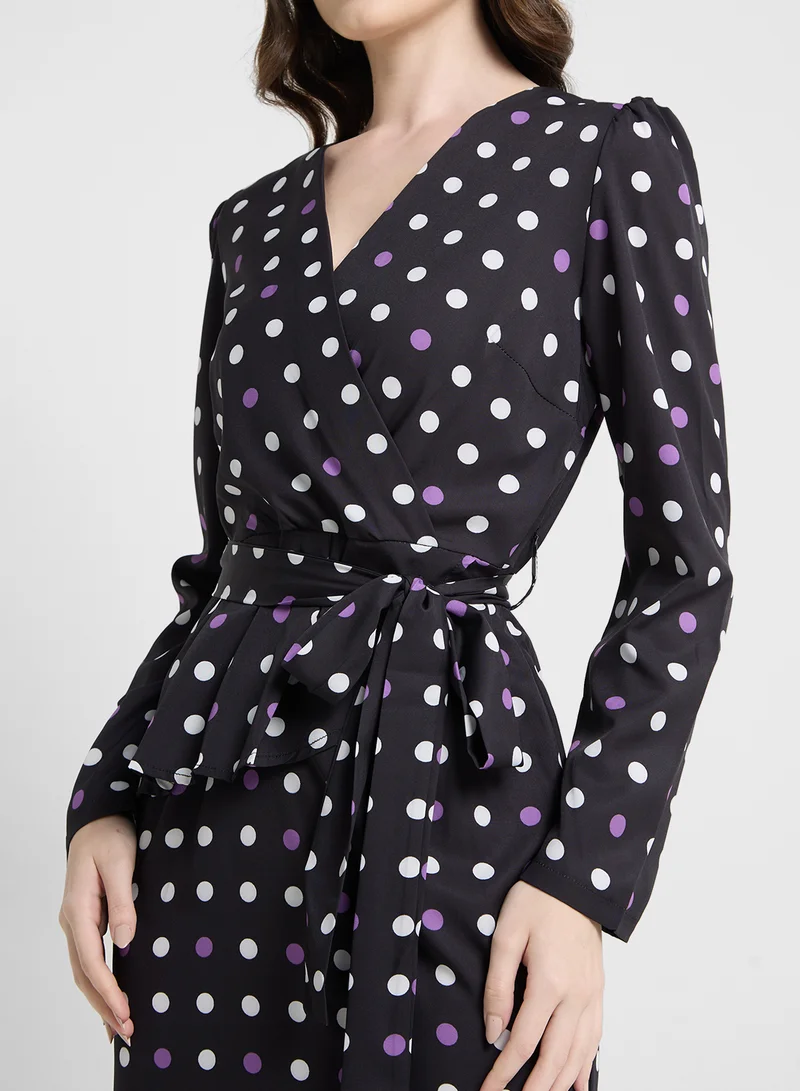 Khizana Polka Dot Midi Dress