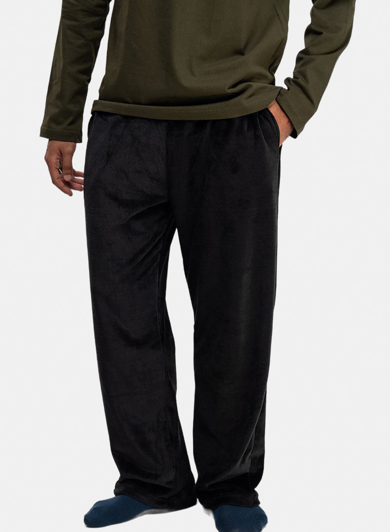 In Your Shoe Black Plain Fluffy Pyjama Pants - Image 1