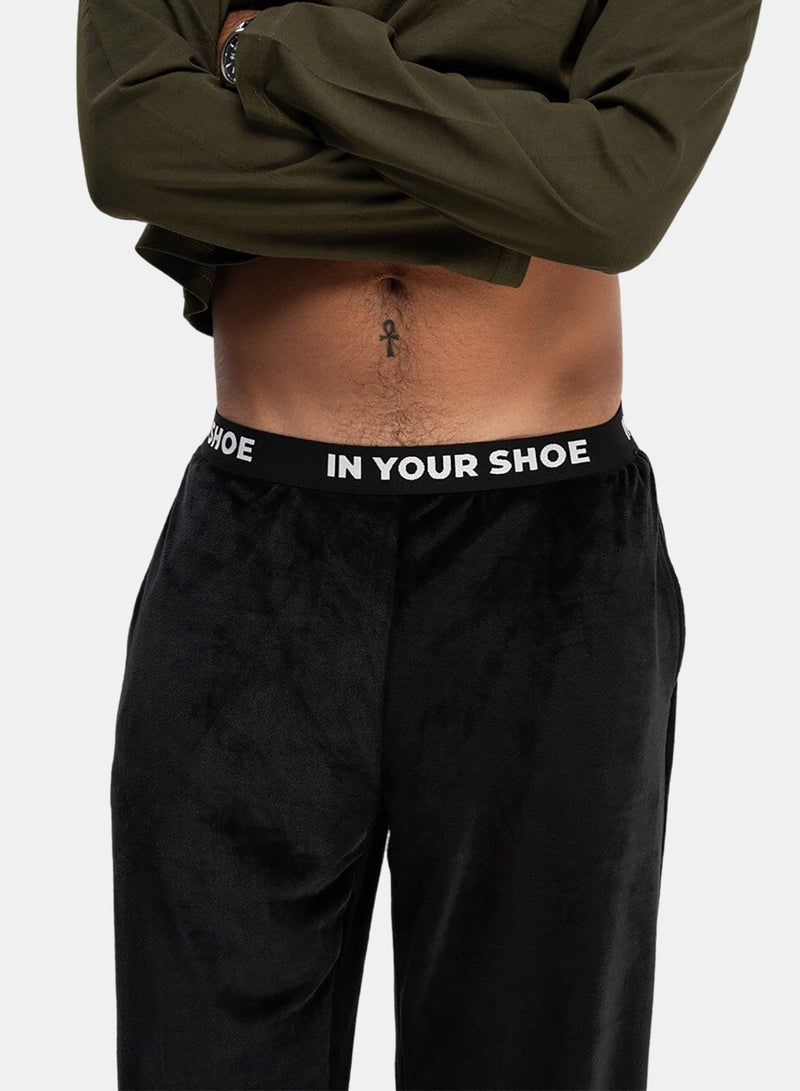 In Your Shoe Black Plain Fluffy Pyjama Pants - Image 3