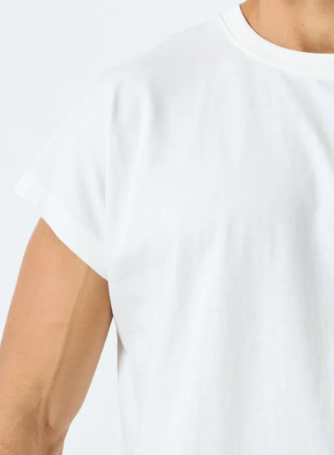 Styli Active Graphic Print Oversized Cap Sleeve Jersey Tank