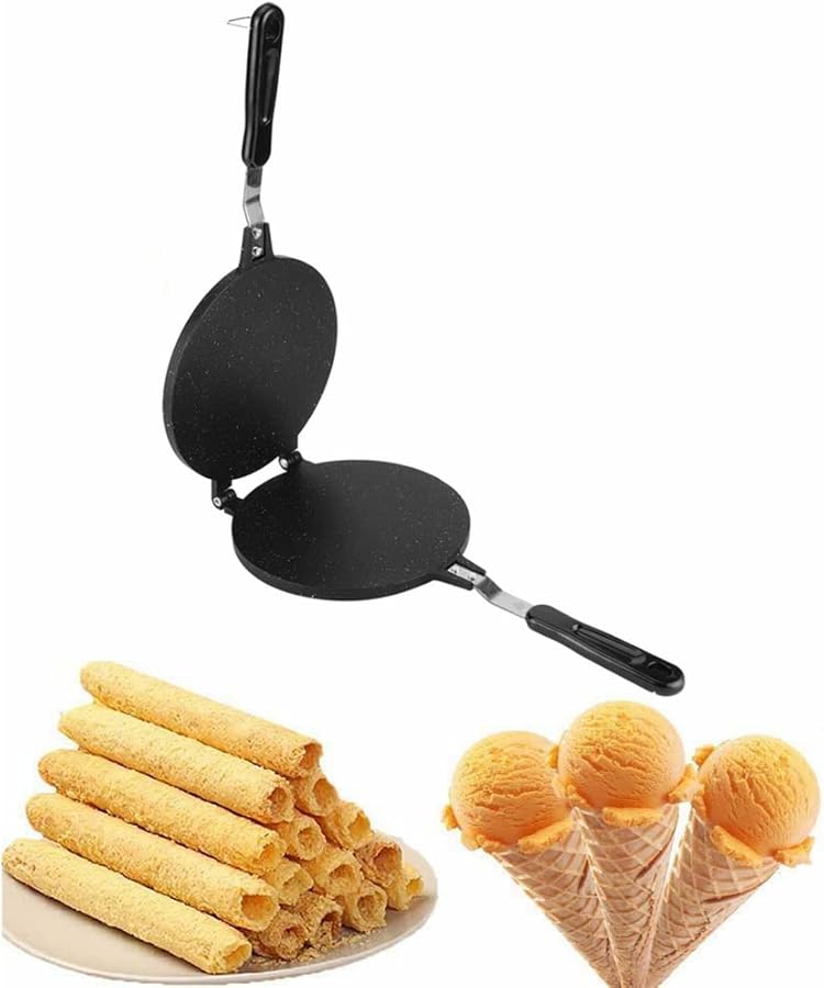 Aluminum Egg Roll Waffle Cone Maker DIY Pancake Ice Cream Baking Tool 15 7x7 3x1 Inch - Image 1