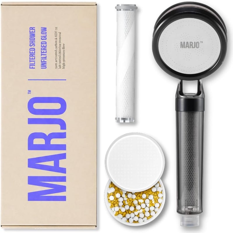 مارجو Marjo Shower Filter – High Pressure Handheld Shower Head | Filter Shower Head for Hair Loss | Shower Filter Head | Filtered Shower Head | Hand Shower | فلتر دش الاستحمام (أسود شفاف) - Image 1