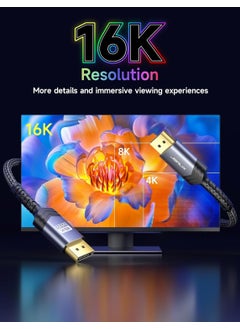JSAUX Displayport UHD Cable DP 2.1 Cable 16K @60Hz 8K@120Hz 4K@240Hz 80Gbps Backward Compatible with Dp1.4/dp1.2 Displayport 2.1 Cable Compatible with Monitor Laptop Graphics CV0068  - Image 4