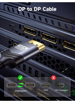 JSAUX Displayport UHD Cable DP 2.1 Cable 16K @60Hz 8K@120Hz 4K@240Hz 80Gbps Backward Compatible with Dp1.4/dp1.2 Displayport 2.1 Cable Compatible with Monitor Laptop Graphics CV0068  - Image 2