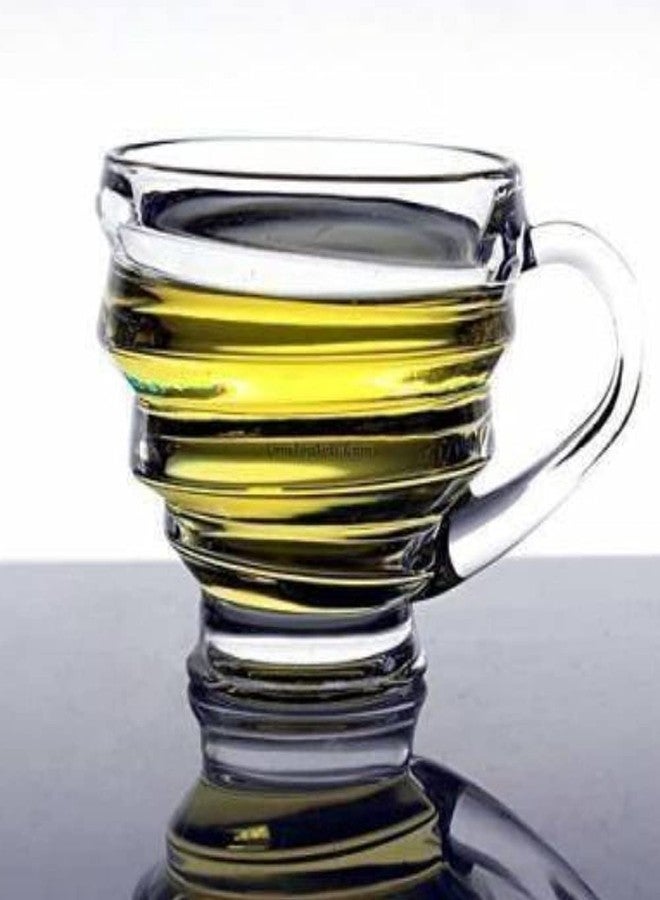 KOSH - Elegant Fancy Stylish Premium Crystal Glass Lead Free Cute Spiral Design Coffee and Green Tea Cups Mugs Latest Spiral Design Shape Elegant Transparent Cup Set (120 ml, Clear) - 2 Pc - Image 4