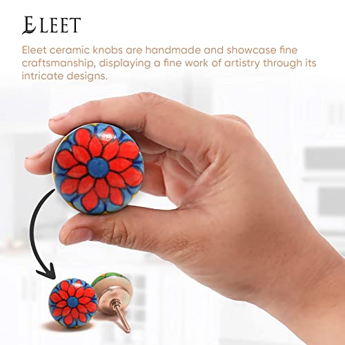 Eleet Assorted Ceramic Cabinet Knobs - Vintage Cabinet Cupboard Door & Drawer Pulls Chrome Hardware (Ceramic Knobs Set of 20, Multicolor) - Image 4