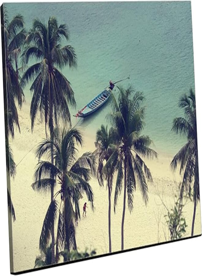 Home gallery Canvas wall art, abstract framed portrait of boat on the beach 90x60cm
