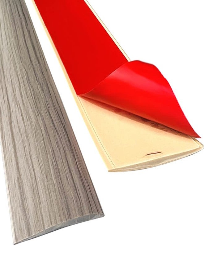 Panço Floor Transition Strip Self Adhesive Laminate Floor Strip Threshold Seam Cover Strip Vinyl Door Floor Trim Elegant Wood Grain Design 2" Wide (6.6FT Gray) - Image 1