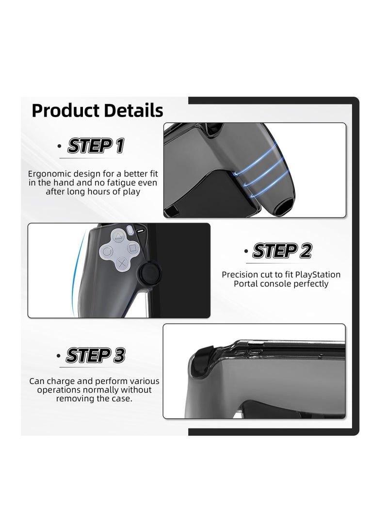 Anmi - Case for Playstation Portal,PS5 Portal Protective Case with Ergonomic Grip Game Machine Screen Protector and 2 Thumb Stick Caps Transparent PC Case Protective Cover Sleeve Console Accessories - Image 1