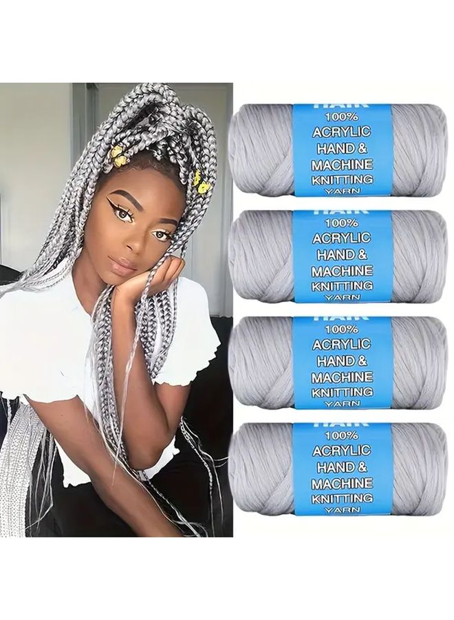 8 Inch Silvery Grey Braids Hair for Women Flame Retardant Synthetic Soft Twists - Image 2