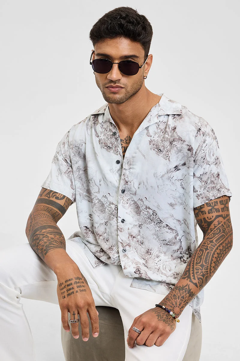 SNITCH White Abstract Box Fit Shirt