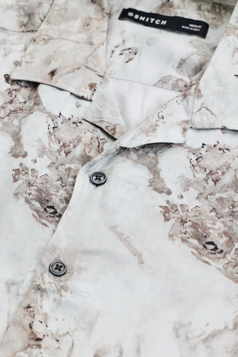 SNITCH White Abstract Box Fit Shirt