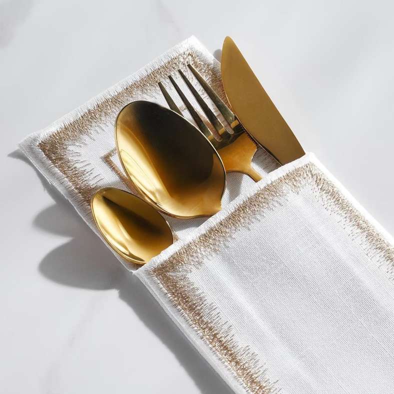 Pan Home Embroidered Cutlery Holder Set - Gold - Image 3