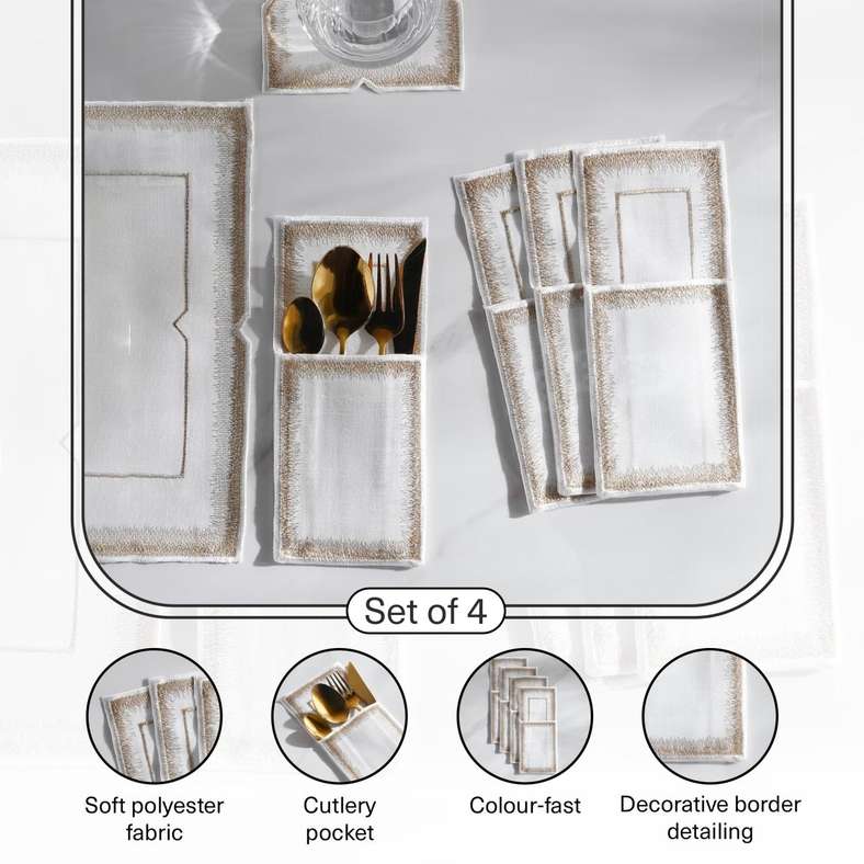 Pan Home Embroidered Cutlery Holder Set - Gold - Image 5
