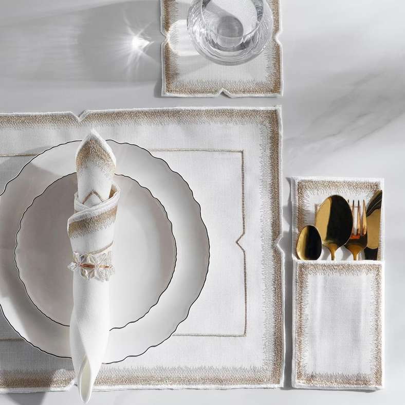Pan Home Embroidered Cutlery Holder Set - Gold - Image 4