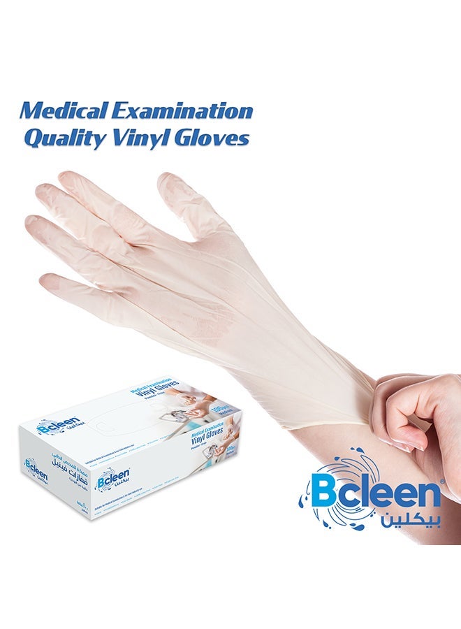 بكلين قفازات الفحص الطبي الخالية من مسحوق الفينيل ، 100 قطعة ، Xtra كبيرة - Image 2