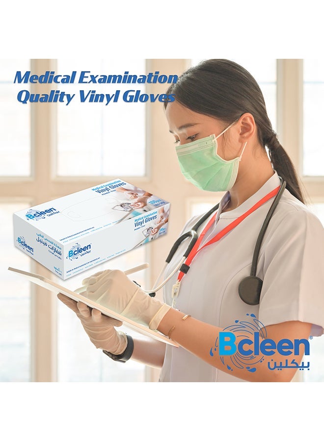 بكلين قفازات الفحص الطبي الخالية من مسحوق الفينيل ، 100 قطعة ، Xtra كبيرة - Image 3
