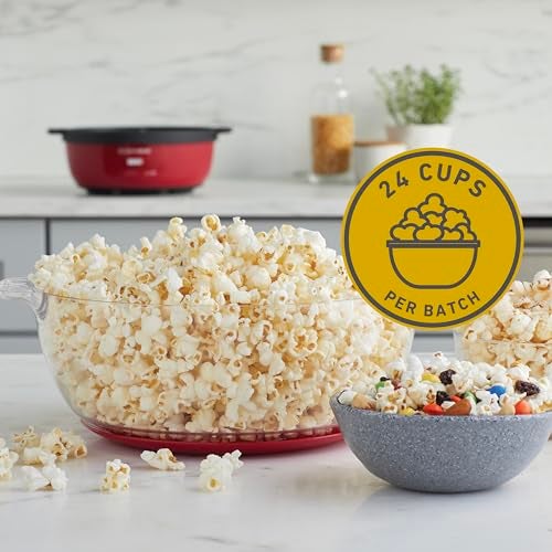 West Bend Stir Crazy Hot Oil Popcorn Popper, Popcorn Maker Machine with Large Serving Bowl Lid and Stirring Rod, 6-Qt., Red - Image 3