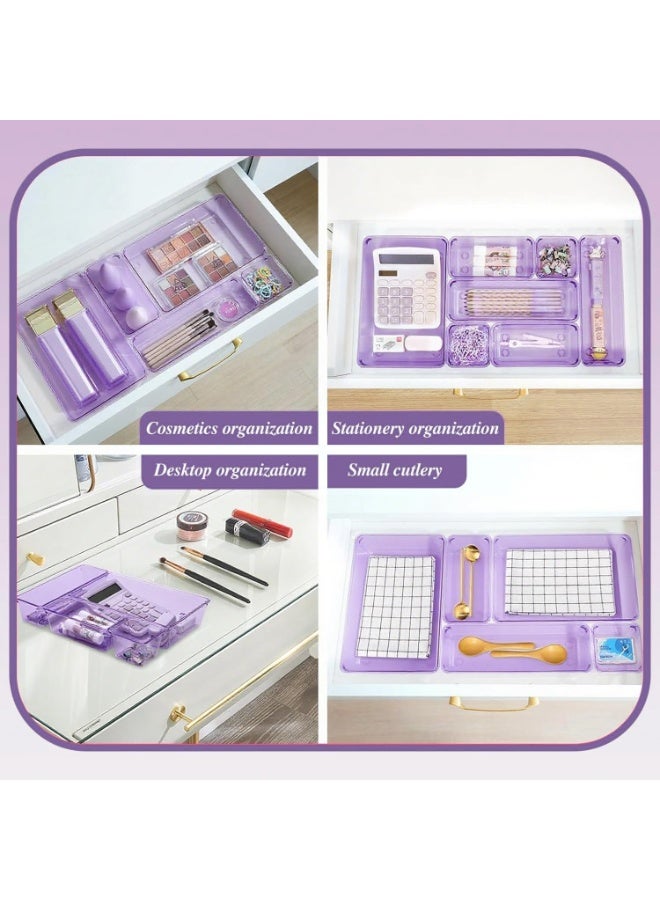 imported 33 PCS Clear Plastic Drawer Organizers Set, 4 Size Desk Drawer Organizer Trays for Makeup, Jewelry, Kitchen Utensils, Gadgets and Office Accessories - Image 4