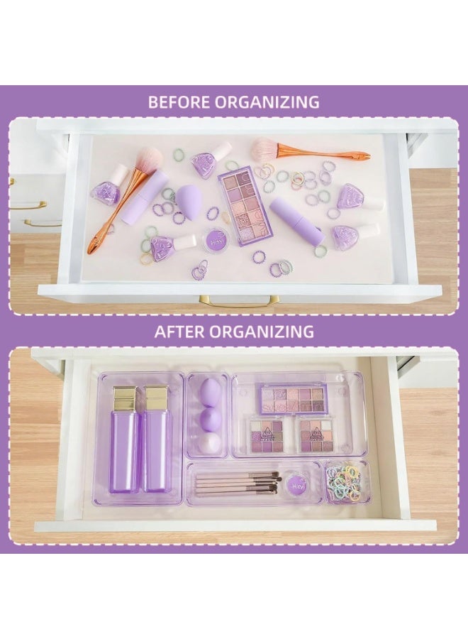 imported 33 PCS Clear Plastic Drawer Organizers Set, 4 Size Desk Drawer Organizer Trays for Makeup, Jewelry, Kitchen Utensils, Gadgets and Office Accessories - Image 3