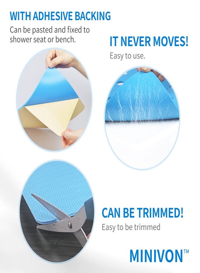 MINIVON Waterproof Shower Chair Cushion Soft Foam Pad for Shower Seat Inside Bathroom, Non Slip Stripes Surface Bathtub Mat with Stickable Backing, Bath Rug Dry Quickly - Image 2