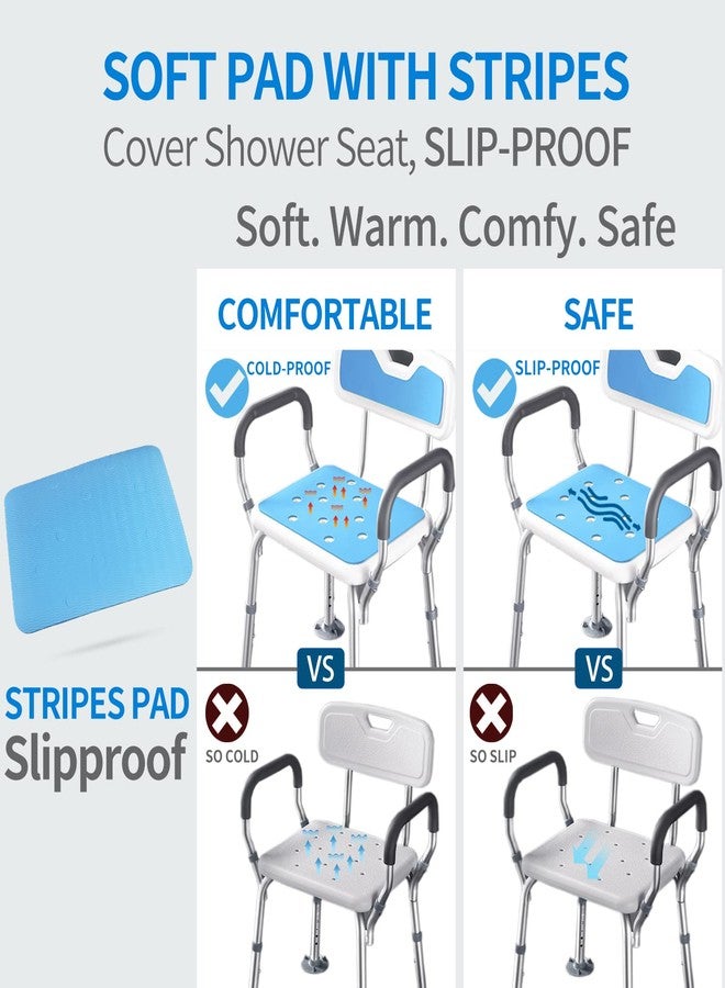 MINIVON Waterproof Shower Chair Cushion Soft Foam Pad for Shower Seat Inside Bathroom, Non Slip Stripes Surface Bathtub Mat with Stickable Backing, Bath Rug Dry Quickly - Image 3
