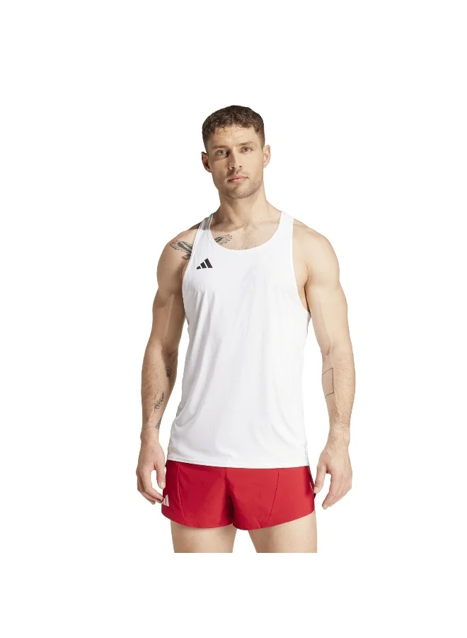 Adidas Adizero E Snglt White Running T-Shirts For Men XS