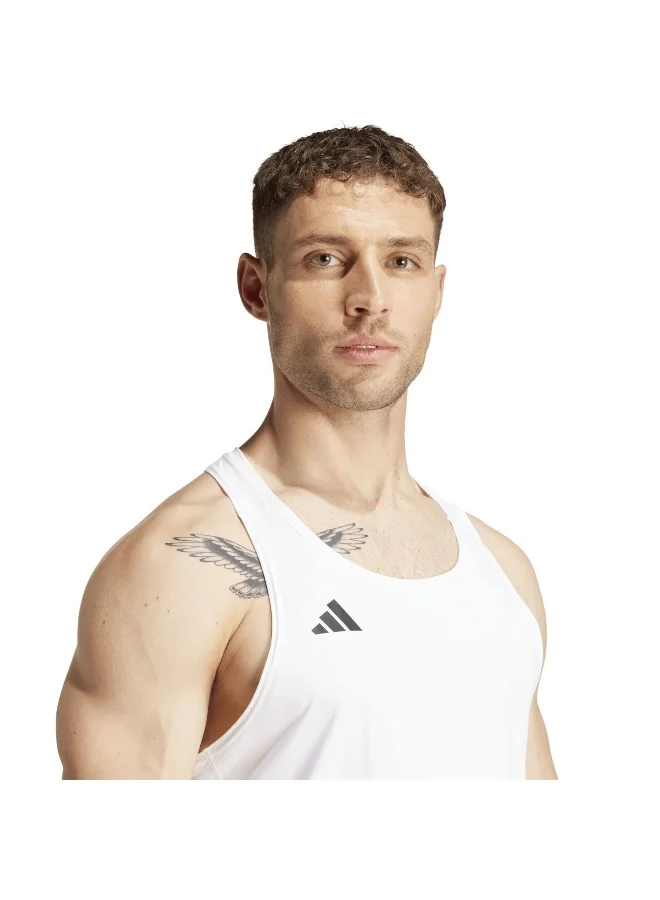 Adidas Adizero E Snglt White Running T-Shirts For Men XS