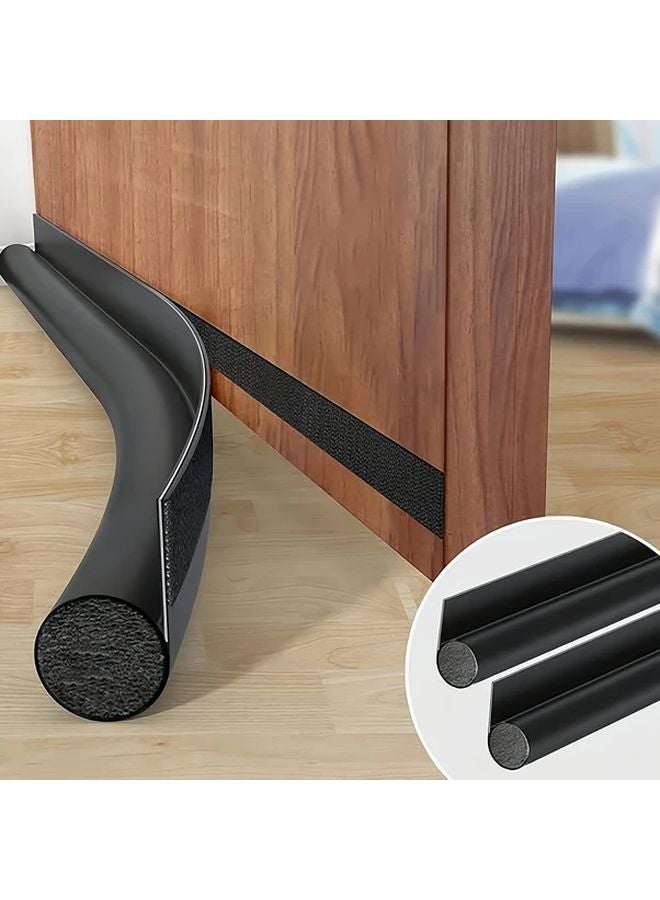 Black 96 Inch Self Adhesive Door Bottom Seal Soundproofing Insect Protection Durable Plastic - Image 1