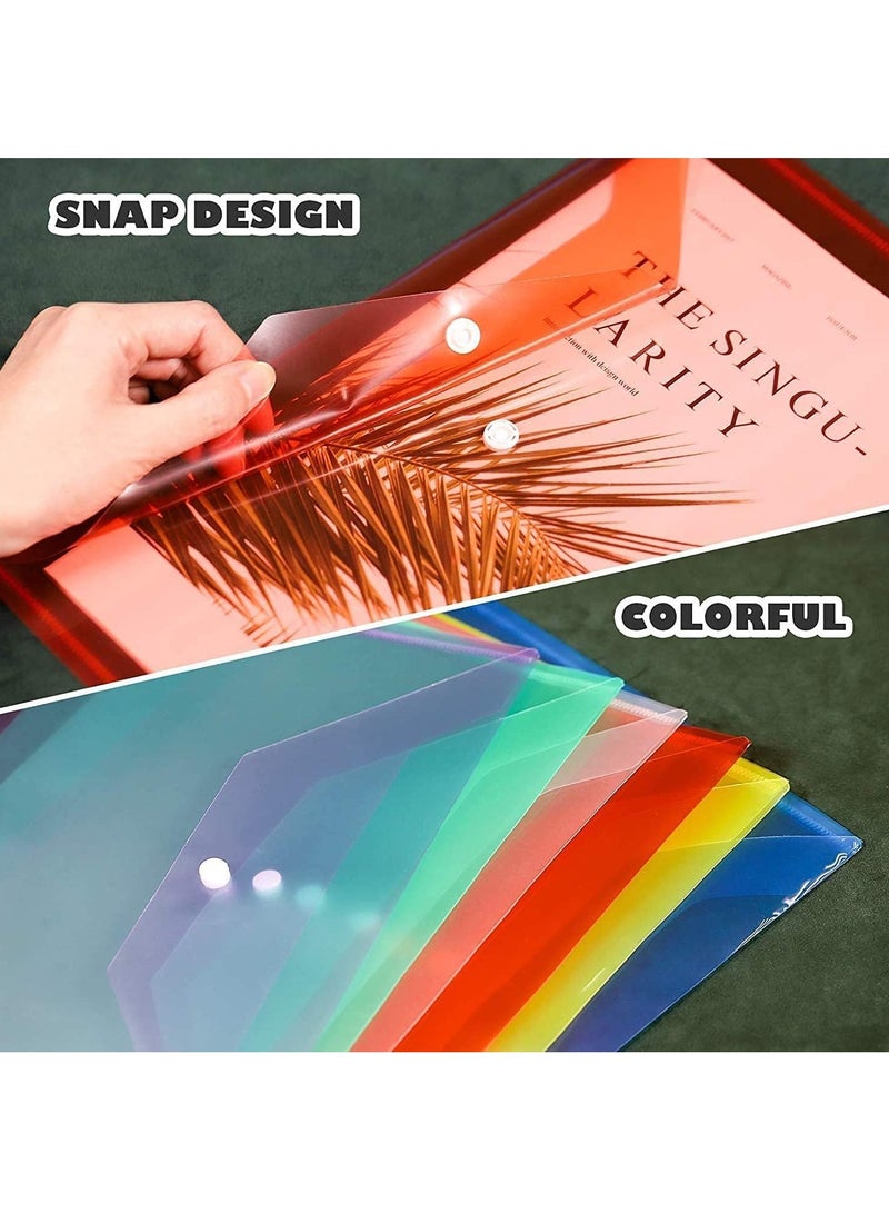 DUNISO 20 Packs Poly Envelope Folder A4 With Snap Button Closure, Premium Quality Plastic Envelopes, Waterproof Transparent Project Envelope Folder, A4 Letter Size in 5 Assorted Colors - Image 3
