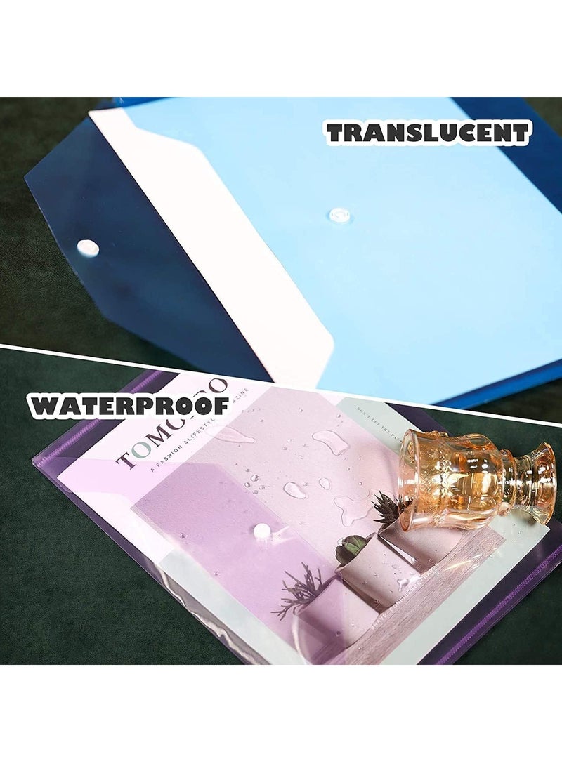 DUNISO 20 Packs Poly Envelope Folder A4 With Snap Button Closure, Premium Quality Plastic Envelopes, Waterproof Transparent Project Envelope Folder, A4 Letter Size in 5 Assorted Colors - Image 4