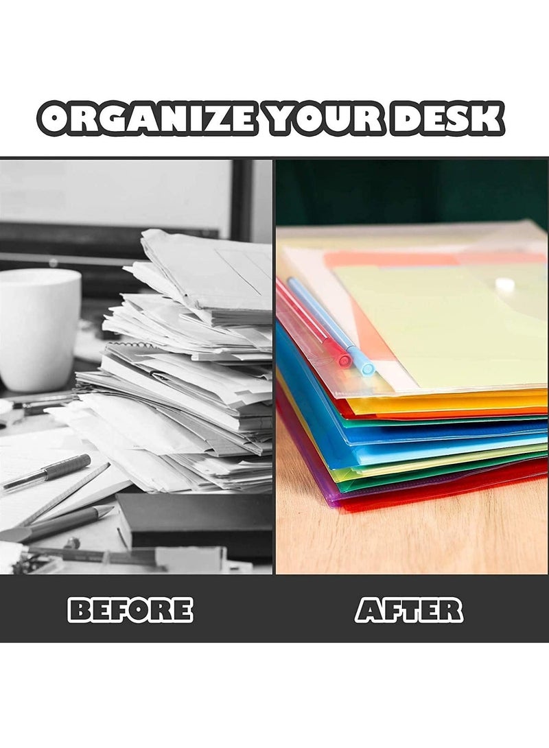 DUNISO 20 Packs Poly Envelope Folder A4 With Snap Button Closure, Premium Quality Plastic Envelopes, Waterproof Transparent Project Envelope Folder, A4 Letter Size in 5 Assorted Colors - Image 5