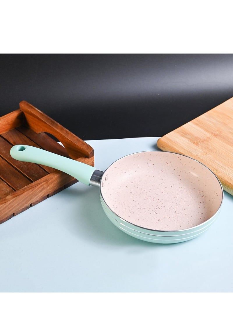 مقلاة صغيرة من الجرانيت ، مقلاة طهي غير لاصقة لطهي شرائح اللحم والبيض المقلي ولحم البقر والفطائر- ١٦ سم