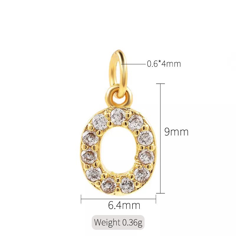 Exquisite simple micro inlaid zircon English 26 letter pendant necklace women 14k gold color pendant diy jewelry accessories H-10322（O）