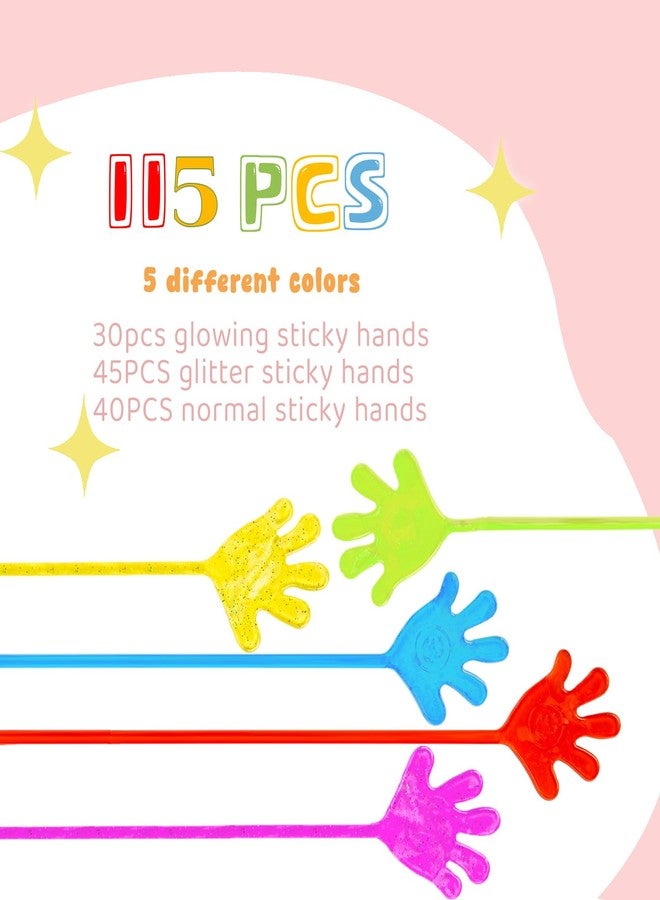 شيندل مجموعة شيندل من 115 قطعة من الأيدي اللاصقة اللامعة، هدايا حفلات للأطفال، ألعاب أيدي لاصقة مطاطية لحشو أكياس الهدايا، جوائز كرنفال صناديق الكنوز الصفية - Image 3
