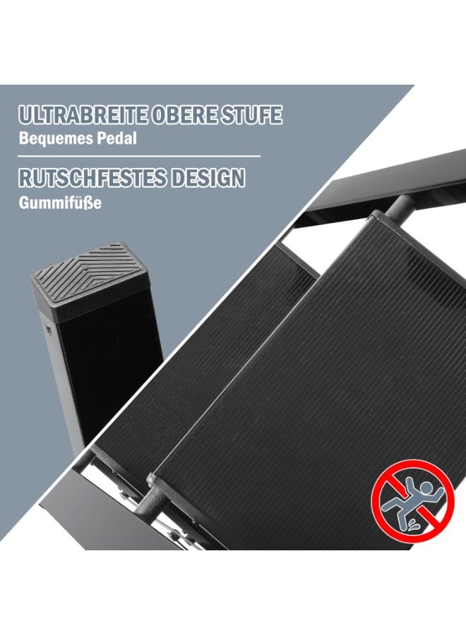 Generic 4-Step Folding Ladder – Heavy-Duty Steel, Wide Anti-Slip Steps, Safety A-Frame, Compact Foldable Step Stool for Home & Office (Black) - Image 3