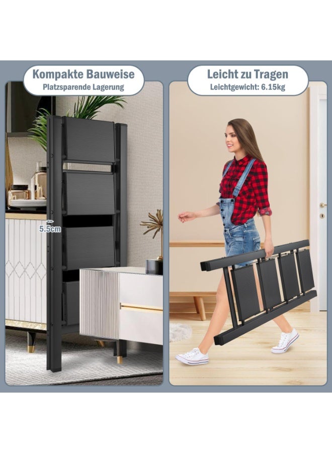 Generic 4-Step Folding Ladder – Heavy-Duty Steel, Wide Anti-Slip Steps, Safety A-Frame, Compact Foldable Step Stool for Home & Office (Black) - Image 5