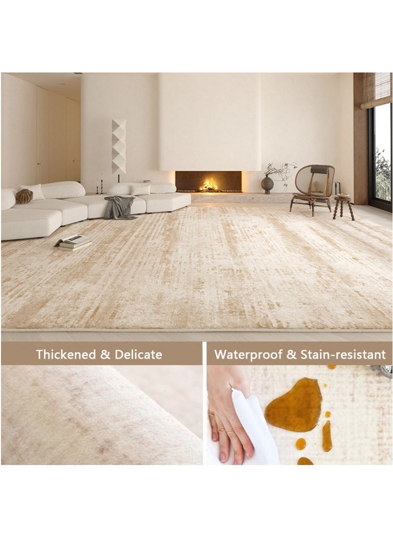 VUCATIN 200x300cm Faux Wool Thick Dense Living Room Carpet, Soft Non-Slip Large Home Area Rug, Cream Style Long Bedside Runner for Bedroom, Sofa & Coffee Table Mat, Balcony Hallway Mat - Image 1