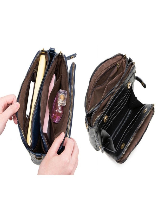 Ciana Multifunctional Three-Layer Clutch PU Leather Crossbody Bag Purse, Shoulder & Clutch Bag, with Strap for women's (Black) - Image 5