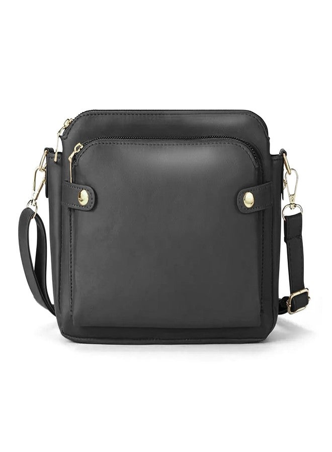 Ciana Multifunctional Three-Layer Clutch PU Leather Crossbody Bag Purse, Shoulder & Clutch Bag, with Strap for women's (Black) - Image 1
