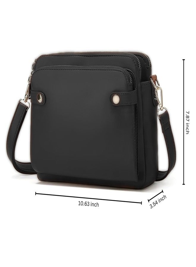 Ciana Multifunctional Three-Layer Clutch PU Leather Crossbody Bag Purse, Shoulder & Clutch Bag, with Strap for women's (Black) - Image 2