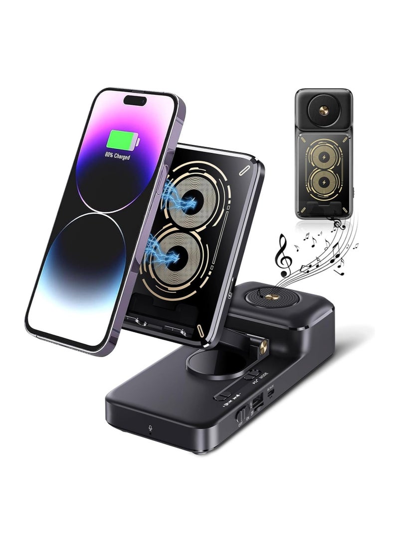 Bluetooth speaker with wireless charging phone holder, adjustable and portable, gifts for men and women, HD surround sound speakers, birthday gifts for men and women - Image 1