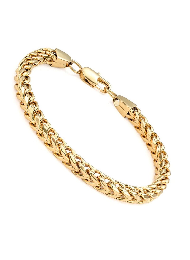SYOSI Steel Bracelet, 6-8mm Wide Ponytail Chain Bracelet, Men's Women's Jewelry, Stainless Steel High Polished, 8.5-9.1", Holiday Gift - Image 1