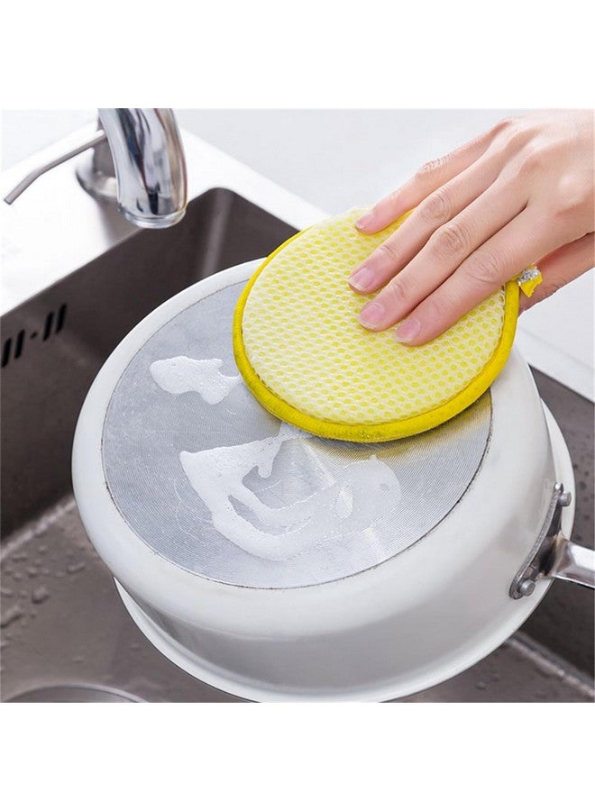 أتش أس آر إسفنجات تنظيف الأطباق، إسفنجات تنظيف مزدوجة الجوانب غير قابلة للخدش، جانب خشن للفرك لأواني الطهي غير اللاصقة، جانب فرك من الألياف الدقيقة الناعمة للأطباق (عبوة من 5 قطع) - Image 4