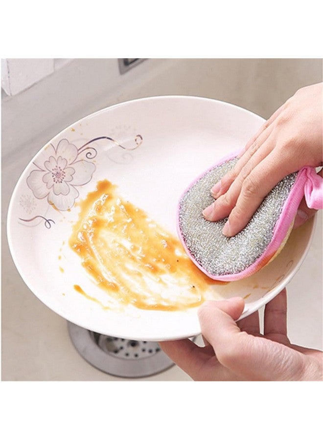 أتش أس آر إسفنجات تنظيف الأطباق، إسفنجات تنظيف مزدوجة الجوانب غير قابلة للخدش، جانب خشن للفرك لأواني الطهي غير اللاصقة، جانب فرك من الألياف الدقيقة الناعمة للأطباق (عبوة من 5 قطع) - Image 5