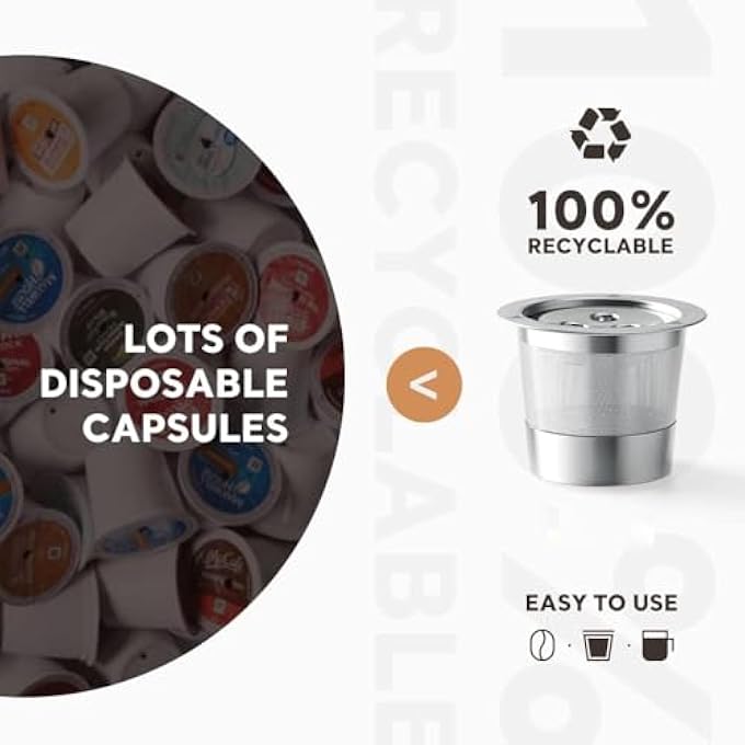 كاست ويف كبسولات قهوة قابلة لإعادة الاستخدام من K Cups لماكينة صنع القهوة Ninja Dual Brew، قطعتان من فلاتر K Cups الدائمة من الفولاذ المقاوم للصدأ، ملحقات قهوة متوافقة مع ماكينة Ninja Cfp201 Cfp301 Dual Brew Pro - Image 4