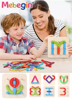 MEBEGIN Wooden Letters and Number Construction Activity Set, Educational Preschool Toys, Shape and Color Recognition Pegboard, Traditional Teaching Montessori Toys, Blocks Set for Toddlers, Ideal Gift for Kids Aged 36 Months+  - Image 1