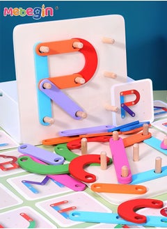 MEBEGIN Wooden Letters and Number Construction Activity Set, Educational Preschool Toys, Shape and Color Recognition Pegboard, Traditional Teaching Montessori Toys, Blocks Set for Toddlers, Ideal Gift for Kids Aged 36 Months+  - Image 2