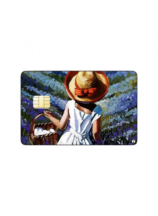 RKN PRINTED BANK CARD STICKER Beautiful Girl Drawing In Field - Image 1