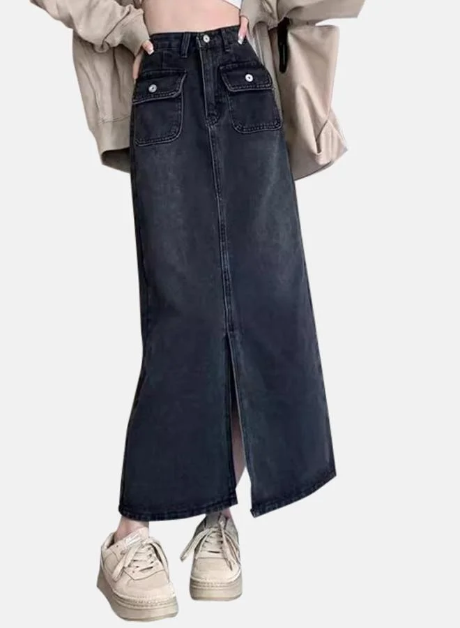 يونيكي Blue A-Line Maxi Denim Skirts